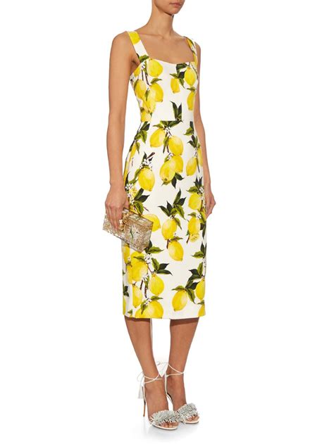 dolce gabbana lemon dress replica|dolce and gabbana midi dress.